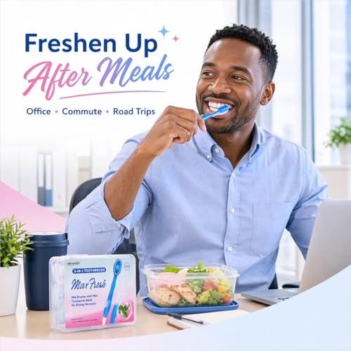 Blue Mini Disposable Toothbrush Set - 40 Pack, 5-in-1 Oral Care