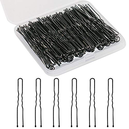 Sevensun 100PCS U Shaped Hair Pins with Storage Box - Black 2.4 Inches