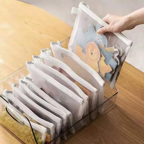OZY White Mesh Zipper Organizer Bags Set - Travel, Office, Makeup & Storage