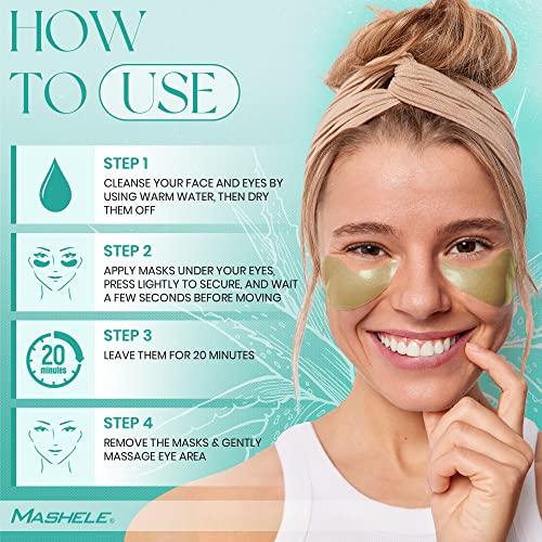 MASHELE Aloe Vera Collagen Under Eye Gel Patches - 60pcs Hydrating Treatment for Dark Circles & Puffiness