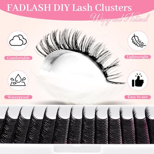 FADLASH Eyelash Clusters Kit - 560PCS Natural 40D D Curl 8-16mm