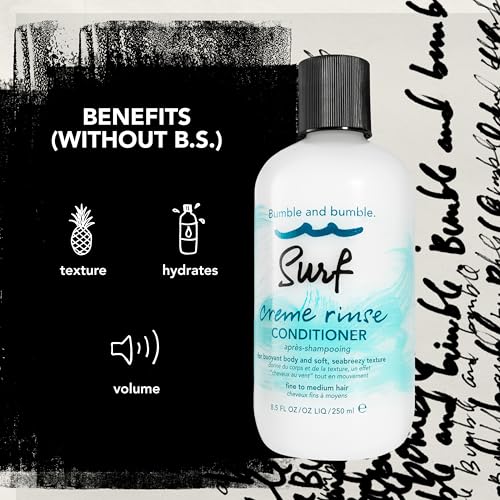 Bumble and bumble. Surf Creme Rinse Texturizing Conditioner | Adds Lightweight Seabreezy Texture | Volumizing + Hydrating |For Fine to Medium Wavy, Straight Hair, 8.5 Fl Oz