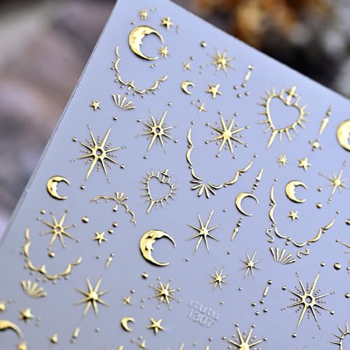 Gold 5D Embossed Star Nail Stickers for Nail Art - DIY Design