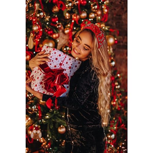 Red Rhinestone Christmas Headband for Women - Jeweled Knotted Design