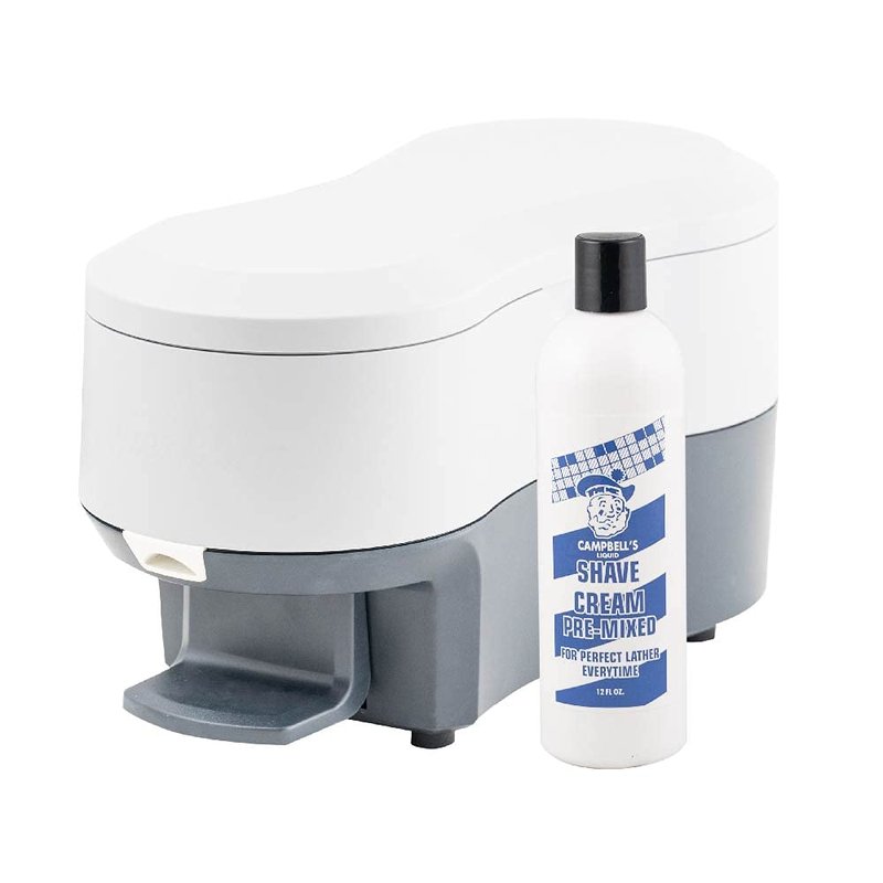 Latherking Campbell’s Next Generation Hot Lather Machine for Barbers, Professional Heated Shaving Cream Dispenser, One-Hand Pump Hot Foam Maker, UL Certified Barber Shop Equipment, Grey