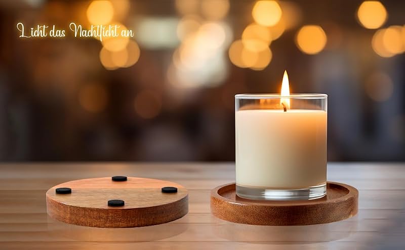 Wooden Candle Holders Set of 2 - Rustic Acacia Pillar Stands