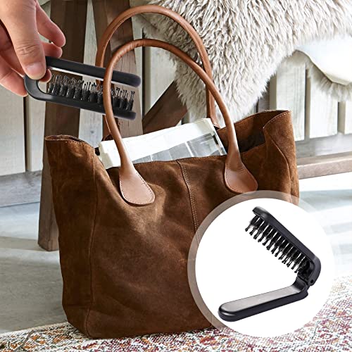 Travel Foldable Hair Brush with Boar & Nylon Bristles - Compact Portable Styling Tool