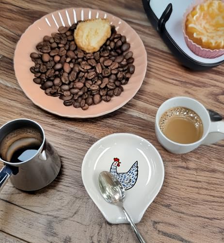 Ceramic Coffee Spoon Rest - Funny Rooster Spoon Holder for Coffee Lovers