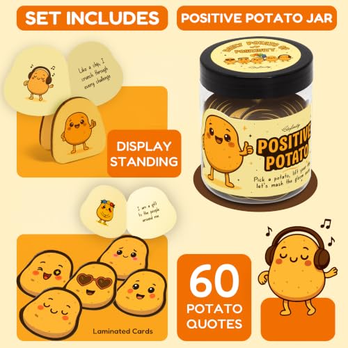 STOFINITY Positive Potato Affirmation Jar with 60 Cards & Stand