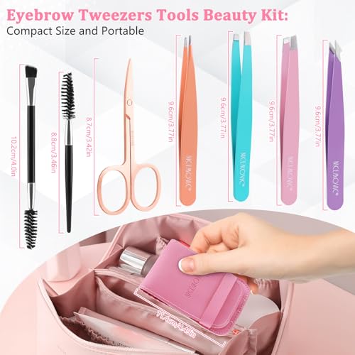 NICEMOVIC 7-Piece Tweezers Set for Women - Precision Beauty Tools