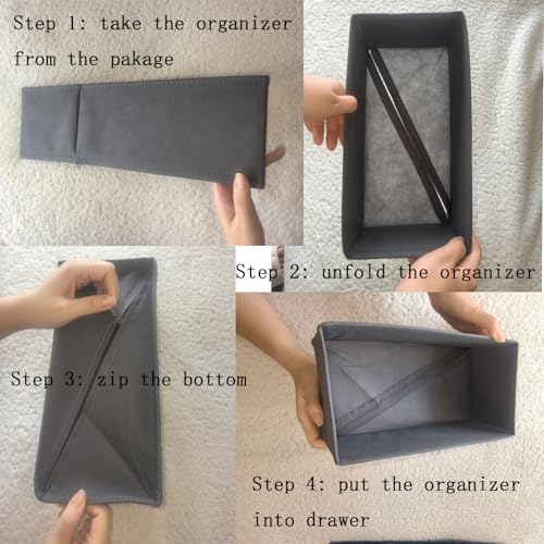 Bructhun Fabric Drawer Organizer Set of 4 - Foldable Storage Bins