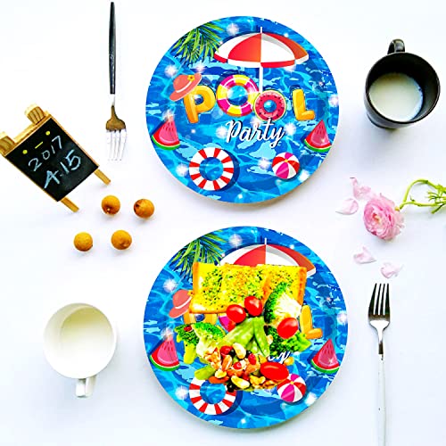 50 Pack 7-Inch Pool Party Paper Plates - Summer Beach Decorations