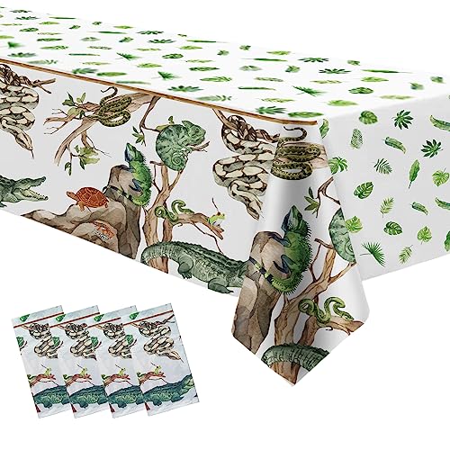 Reptile Birthday Party Supplies Tablecloth - 4 Pack, 54" x 108"
