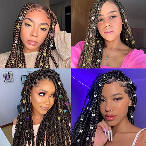 NAISKA 185Pcs Gold Butterfly Hair Clips & Dreadlock Charms for Braids & Locs