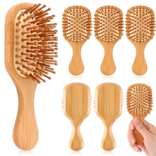 FoldTier Mini Bamboo Hair Brush Pack - 6 Travel Brushes