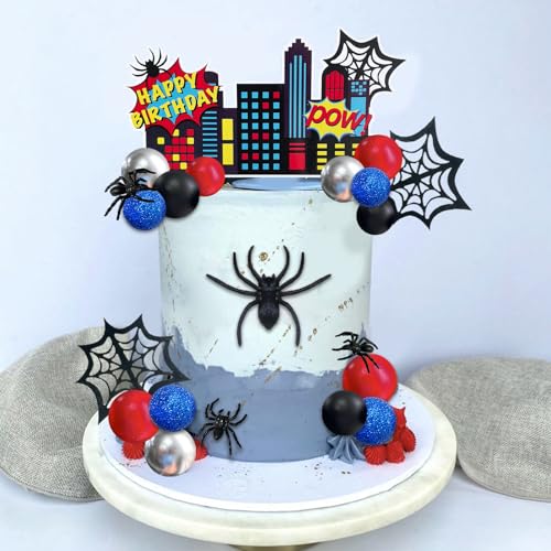 Spider City Theme Cake Topper Set - 38pcs Birthday Decorations