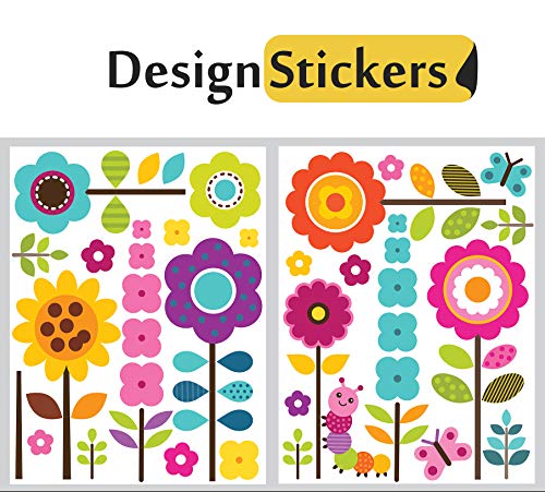 Flower Wall Stickers for Kids - Removable Floral Decals for Girls Room