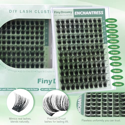 Enchantress Lash Clusters Kit - Fluffy Wispy Individual Lashes (10-18mm)