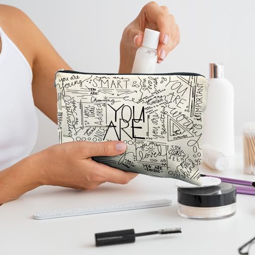 Inspirational Canvas Makeup Bag - 10x7.5 inches, Ideal Gift for Teens