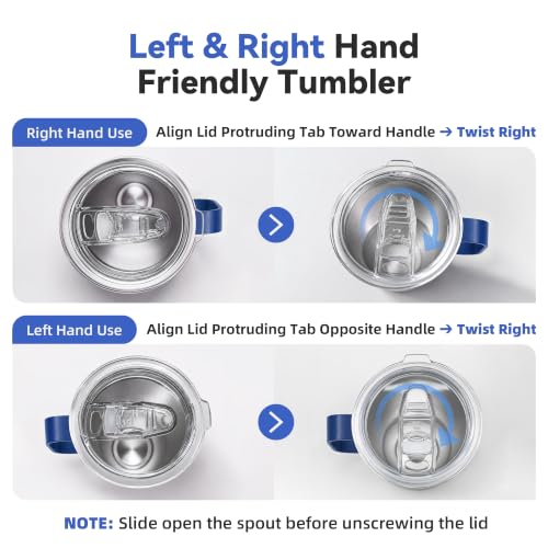 30 oz Stainless Steel Tumbler with Handle & Lid - Insulated, Leak-Proof