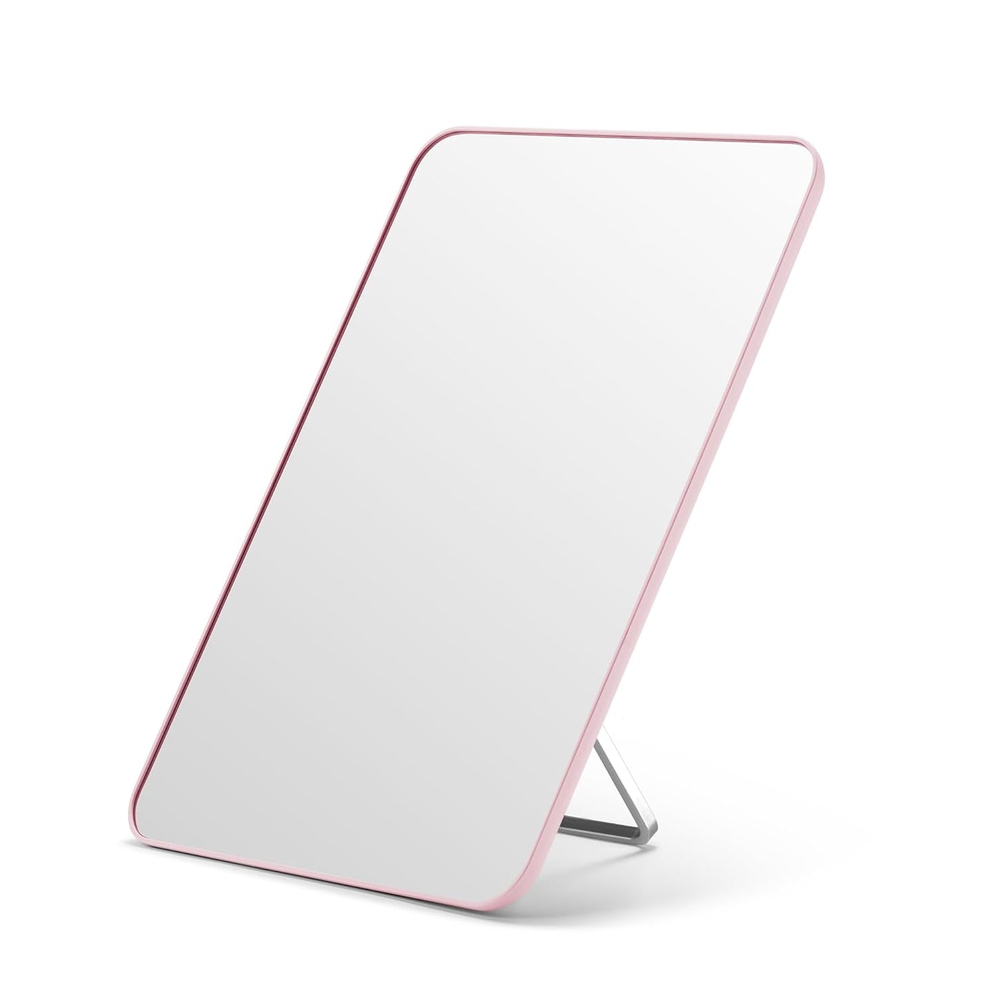 Desk Makeup Mirror - OMIRO 8 x 5 Inches Foldable Table Mirror with Hanging Hole | Pink for Travel and Shaving