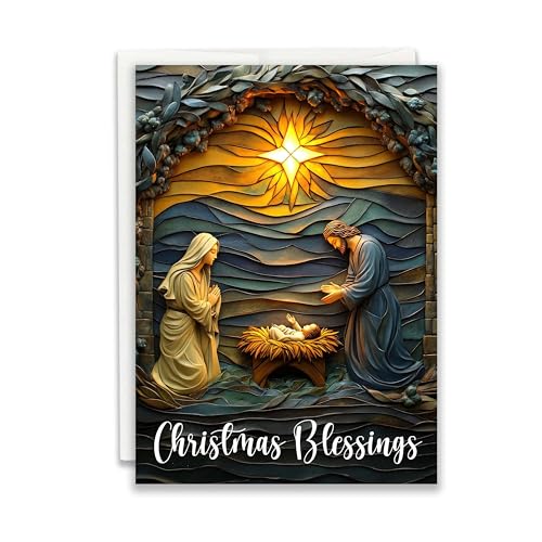Nativity Blessings Christmas Card Pack of 24 with Envelopes