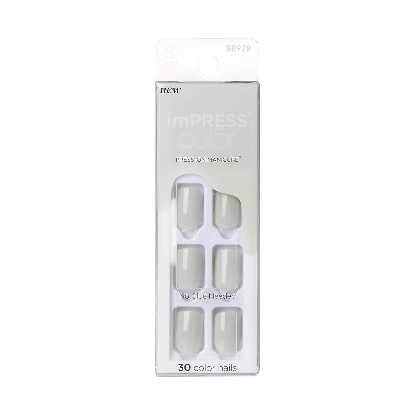 Impress Press-On Nails - Olive Green Squoval Shape | 30 Pcs Short No Glue Set with Easy Apply & Removal Tools