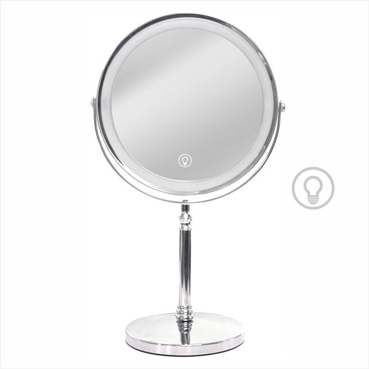 Makeup Mirror with Lights ，8 Inch 1X/10X Rechargeable Double Sided Magnifying, 360° Rotation LED HD Mirror with 3 Colors，Brightness Adjustable, Gifts for Women & Men