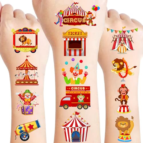Carnival Circus Temporary Tattoos for Kids - 50 Fun Designs
