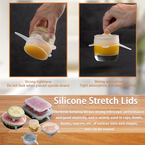 Silicone Stretch Lids Set - 6 Reusable Food Storage Covers, 4.53in