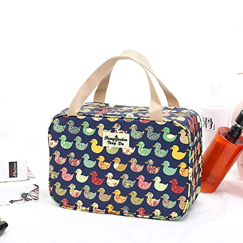 Large Canvas Travel Makeup Bag - Navy Duck Toiletry Organizer Clutch