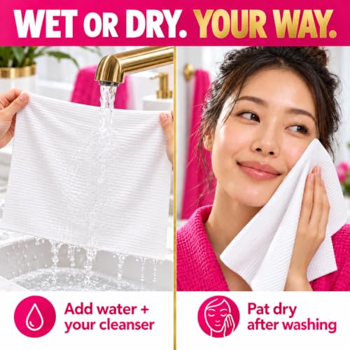 Disposable Face Towels - Ultra-Soft 50 Count Facial Wipes for Sensitive Skin