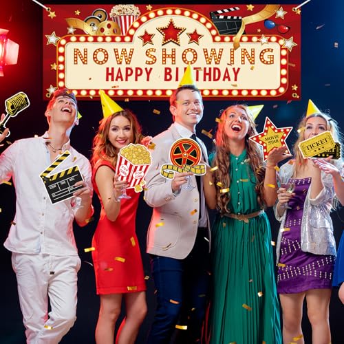 Movie Night Party Decorations Set with Now Showing Banner & Cutouts