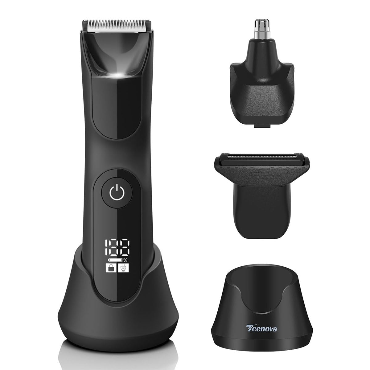 TEENOVA Electric Body Hair Trimmer Shaver, Pubic Trimmer for Men, Bikini Trimmer for Women (Black)