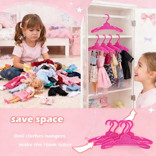 60 Rose Red Doll Clothes Hangers for 18-Inch Dolls - Non-Slip & Space-Saving