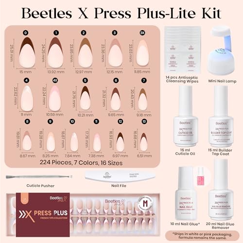 Beetles Almond-Cappuccino Mousse French Press On Nails Kit - 224Pcs