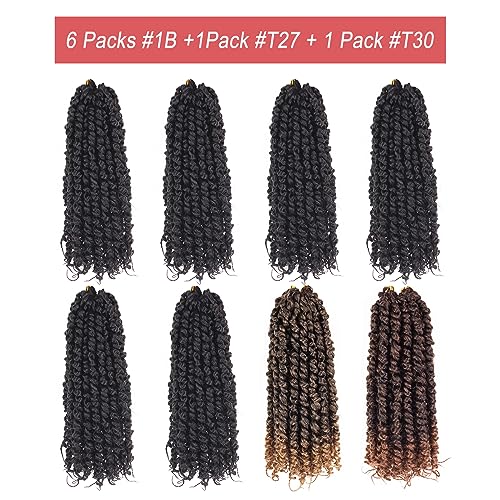 Leeven 8 Inch Passion Twist Crochet Hair 8 Packs - Short Pre-Twisted Synthetic Braids for Women