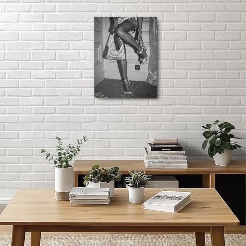 Trendy Black and White Canvas Wall Art - Chic Woman Decor 15x11.4in
