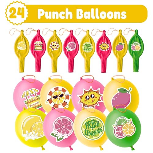 72 Pack Lemon Party Favors with Punch Balloons & Temporary Tattoos