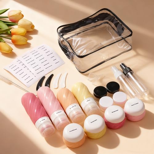 LitBear 23-Piece TSA Approved Travel Bottle Set for Toiletries Leak-Proof