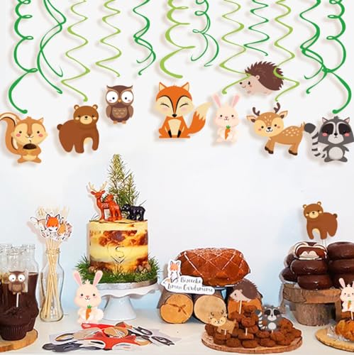 Woodland Animals Hanging Swirl Decorations - 30 Count Party Supplies