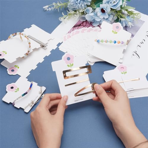 150Pcs Hair Clip Display Cards - White Cardboard Holders for Hair Accessories