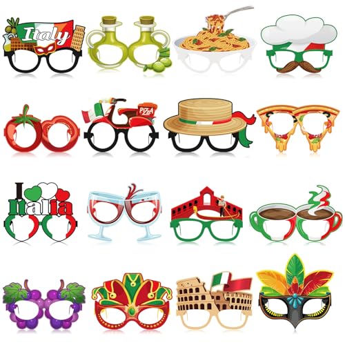 Italian Party Decorations - 32 Pcs Paper Eyeglasses for Themed Events