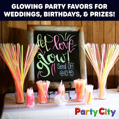 Party City 50 Glow Sticks Bulk Pack – 8” Neon Glow Party Supplies