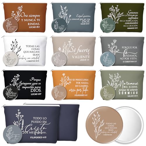 Kacctyen 10 Sets Boho Color Spanish Christian Gifts - Makeup Bags & Mirrors
