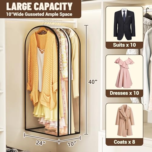 40" Hanging Garment Bags - Ultra Clear Suit Storage, 3 PCS
