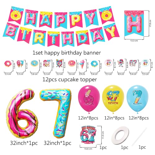 67th Birthday Party Balloons Set - Foil & Latex Decorations
