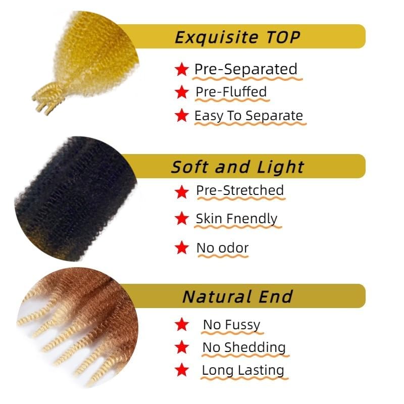 Afro Twist Hair Extensions 24 Inch 6 Pack - Pre-Separated 1B-27-613