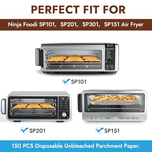 12 Inch Air Fryer Liners for Ninja SP151/SP101/SP201/SP301 - 150PCS Unbleached Parchment Paper