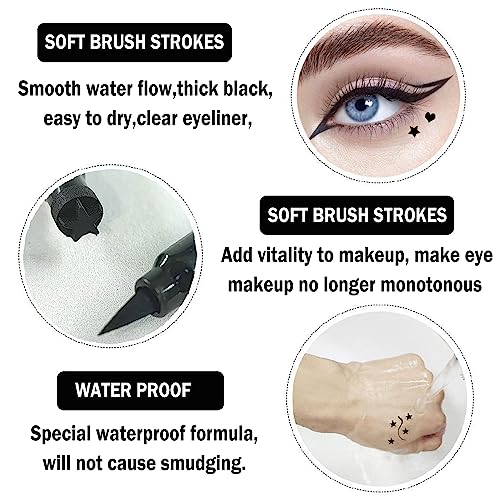 Black 5-Shape Double-Headed Liquid Eyeliner Stamp Set for Creative Eye Makeup